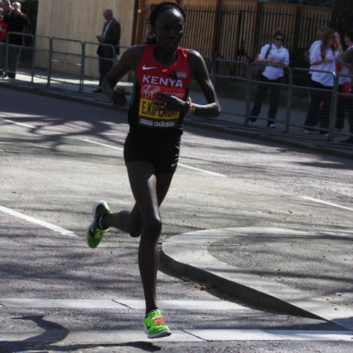 Effortlessly Gliding at the 25 mile mark of the London Marathon